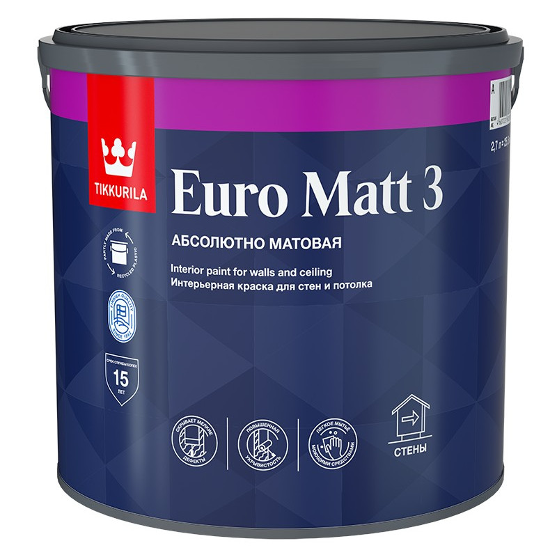 Краска интерьерная EURO MATT 3 ТИККУРИЛА
